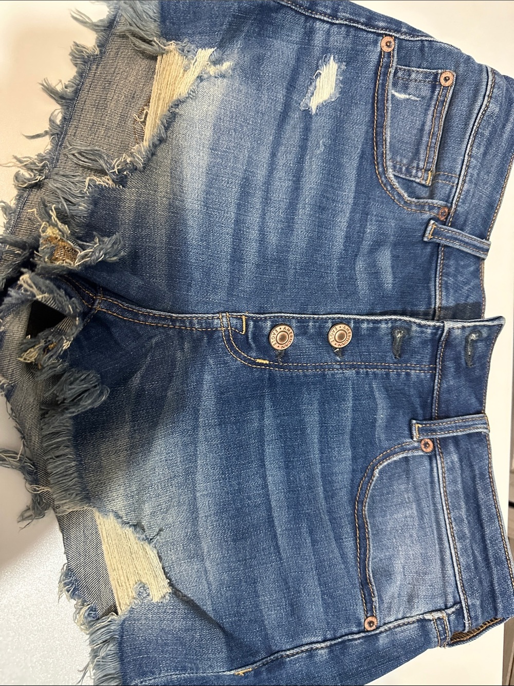 American Eagle Outfitters Distressed Blue Denim Shorts